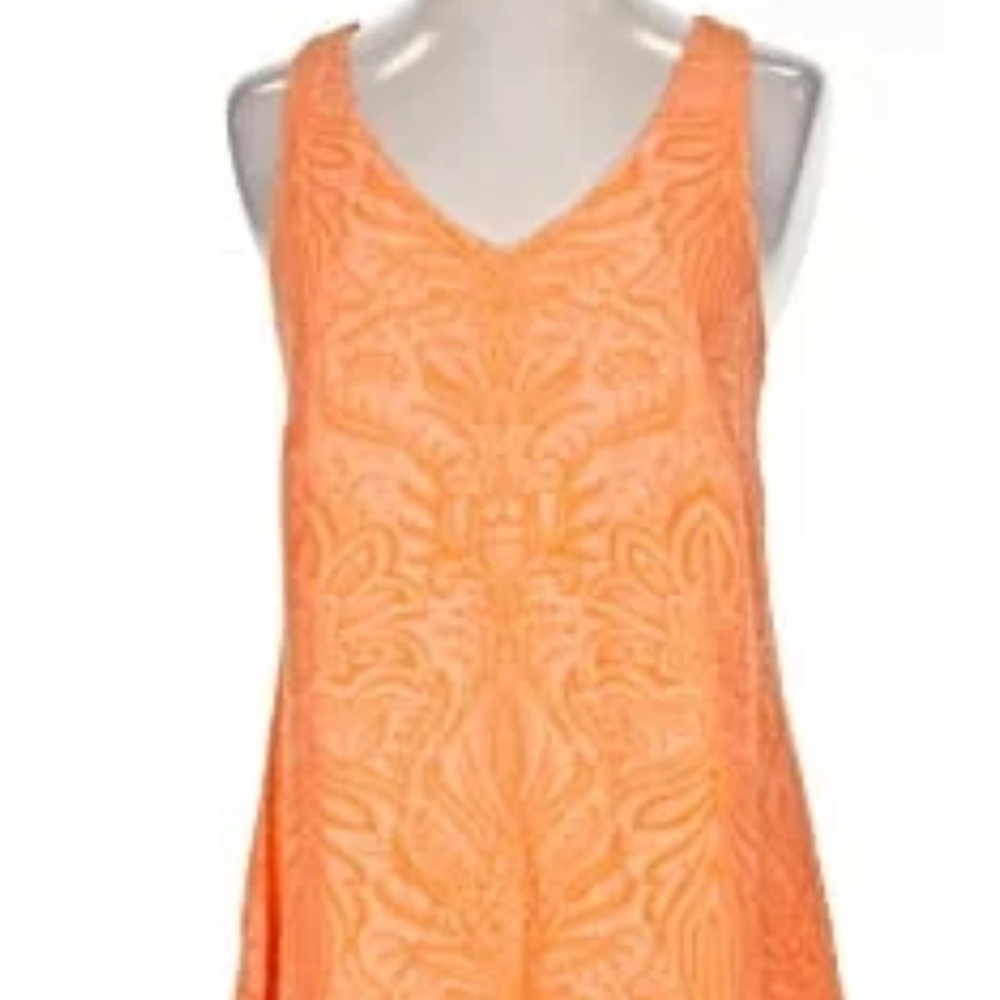 Loft Orange paisley swing cross back dress